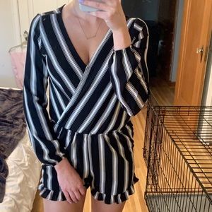 Black and white striped romper